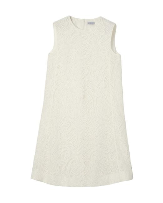 Burberry White Paisley Lace Shift Dress