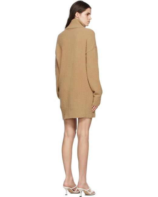 Sportmax Natural Tan High-Necked Knitted Dress