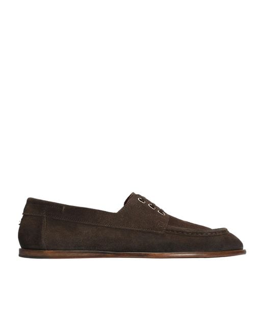 Dolce & Gabbana Brown Dolce Gabbana Round Toe Lace-Up Derby Shoes for men