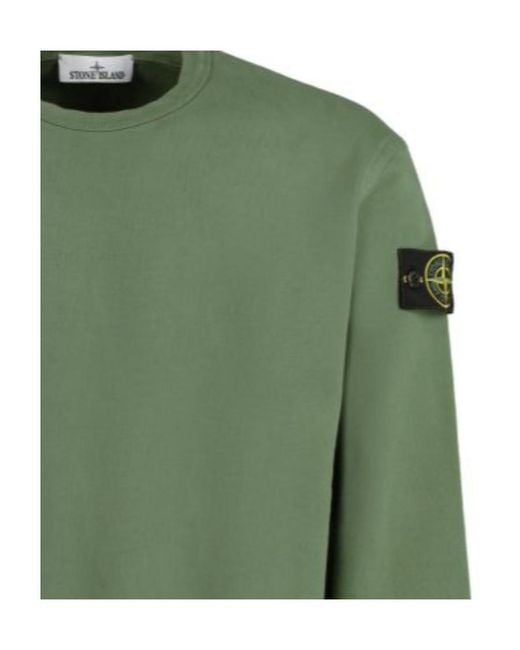 Stone Island Green Compass-Patch Cotton Sweatshirt for men