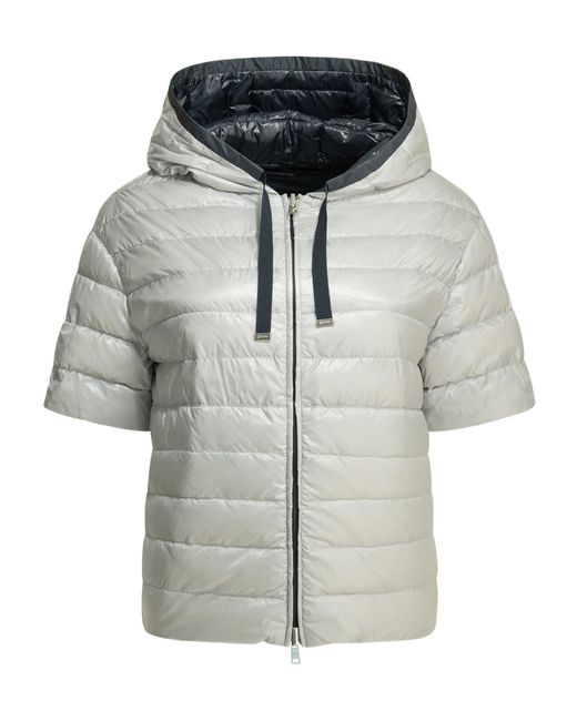 Herno Gray Zip-Up Drawsting Reversible Jacket
