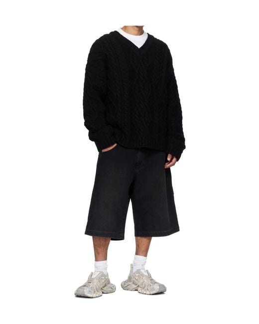 Vetements Black V-Neck Sweater for men
