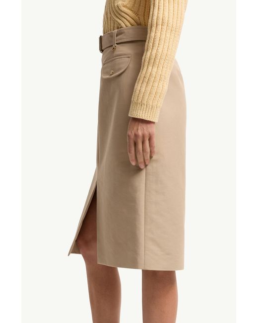 Moncler Natural Belted Knee-Length Cotton Skirt