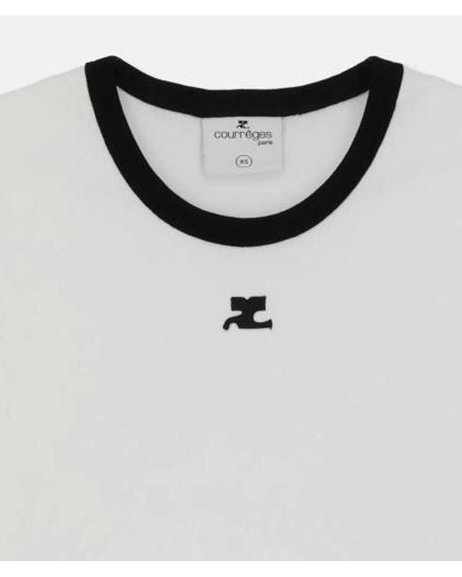 Courreges White Signature Logo-Patch T-Shirt