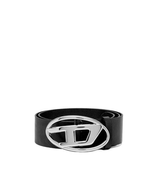 DIESEL Black B-1Dr Logo Plaque Buckled Belt