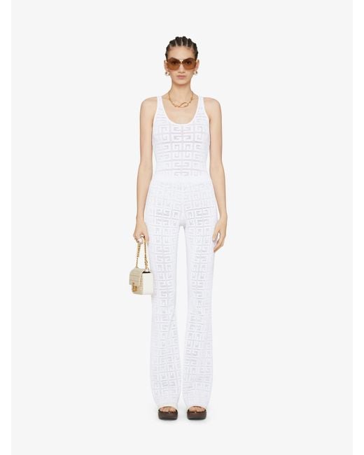 Givenchy White Monogrammed Elastic Waistband Trousers