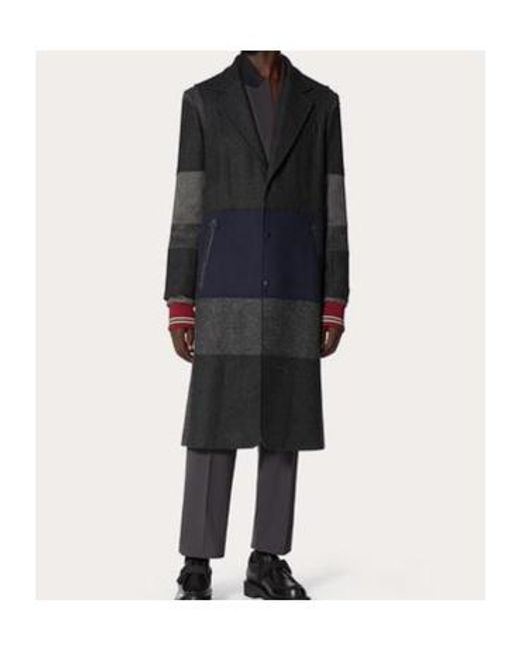 Valentino Blue Patchwork Single-Breasted Coat for men