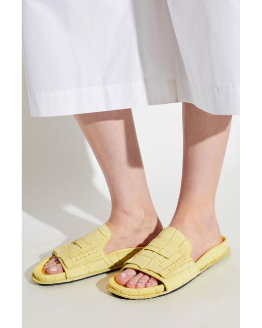 Jacquemus Yellow Embossed Slip-On Slides