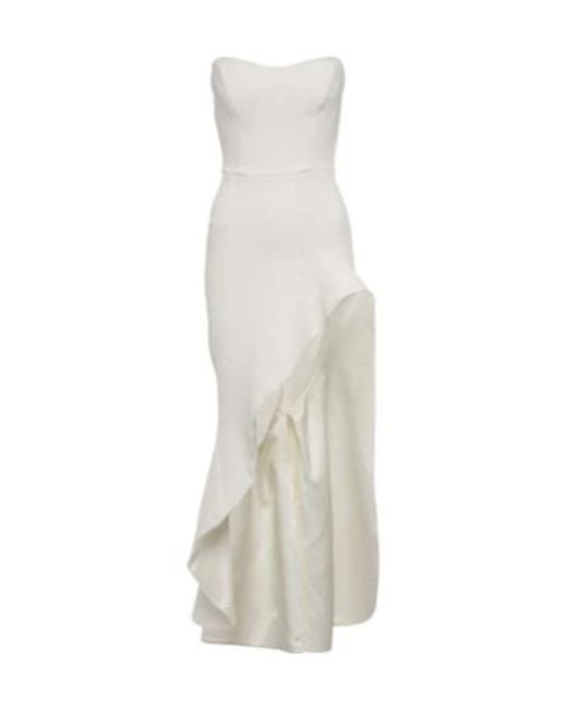 Maticevski White Ruffled Evening Dress