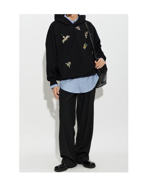 Balmain Black Long-Sleeve Hooded Sweatshirt for men