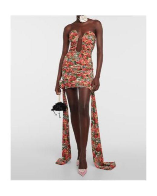 Magda Butrym White Floral Ruched Minidress