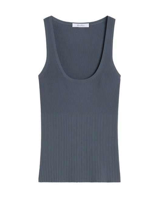 Max Mara Blue Ghiro Ribbed Knit Tank Top
