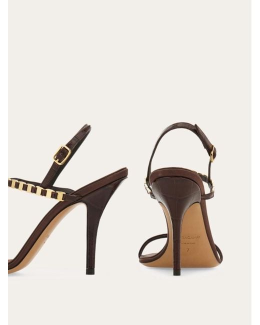 Ferragamo Metallic Vara Chain T-Strap Sandal