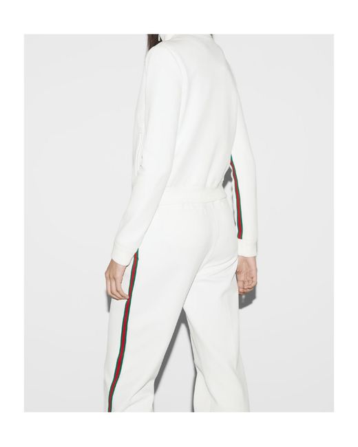 Gucci White Jersey Drill Zip-Up Jacket