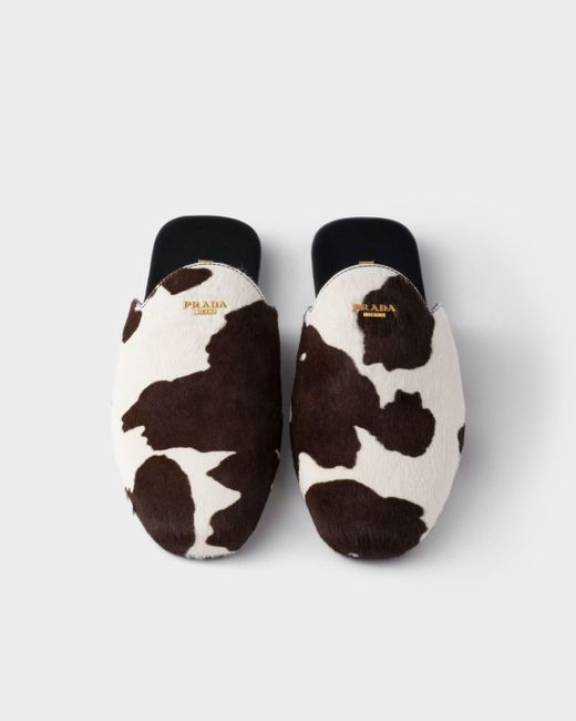 Prada Brown Pattern-Printed Mules