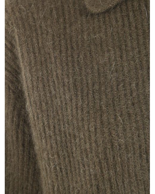 Uma Wang Green Long-Sleeved Lapel Sweater