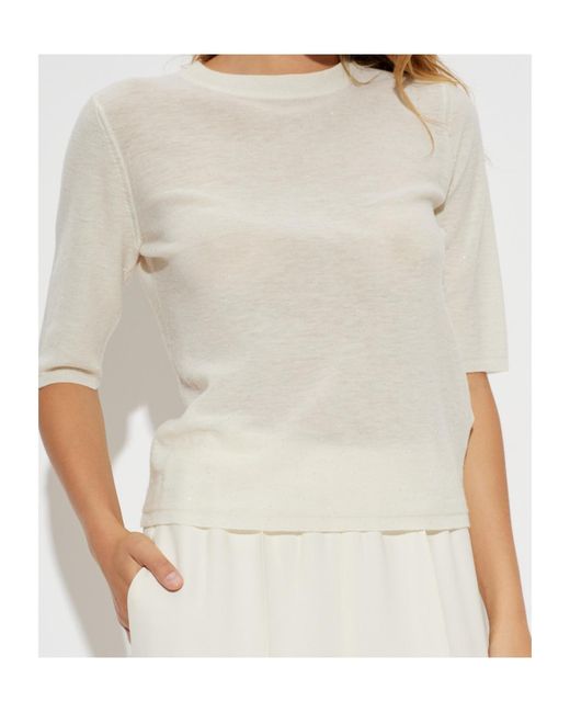 Fabiana Filippi White Short-Sleeved Knit Top