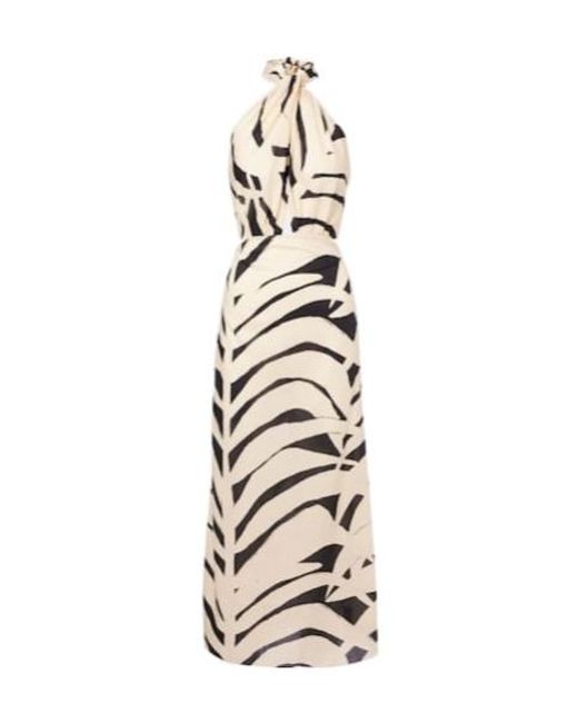Johanna Ortiz Metallic Printed Cutout Halterneck Cotton Maxi Dress