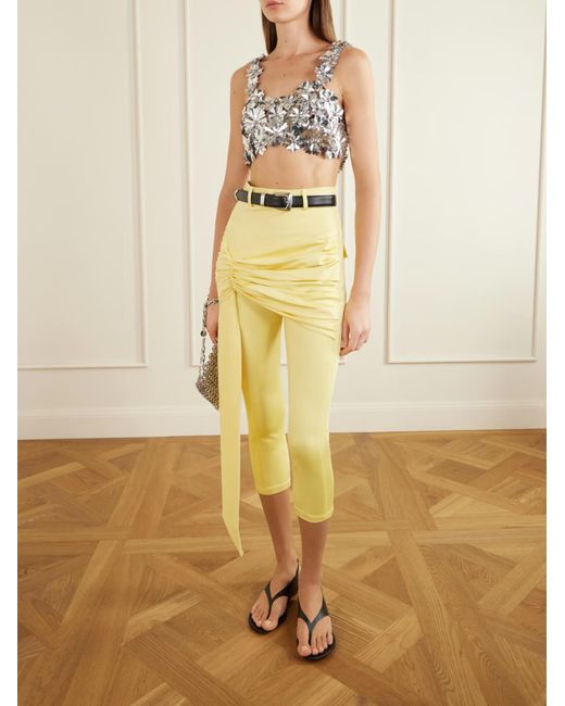 Rabanne Yellow Draped-Detail Trousers