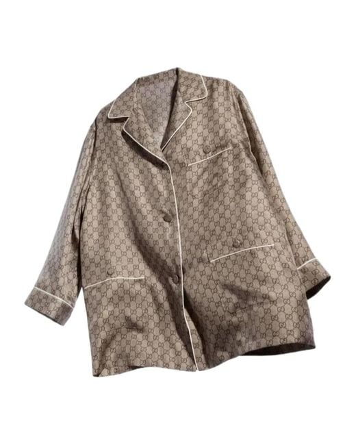 Gucci Brown Printed Twill Shirt