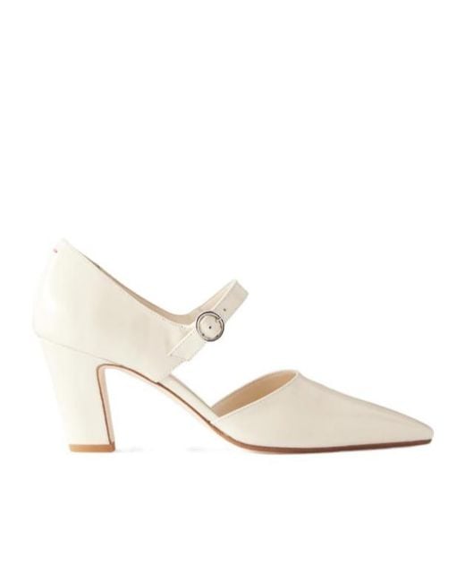 Aeyde White Pointed-Toe Mary Janes