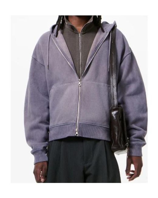 Our Legacy Purple Cropped Zip-Up Hoodie for men