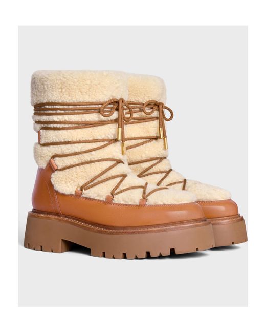 Celine Bulky Lace-Up Boot in Brown | Lyst