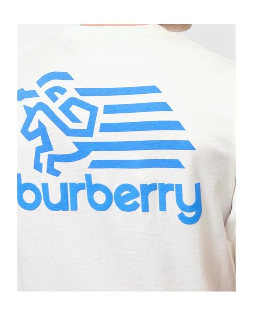 Burberry White Logo Badge Cotton T-Shirt for men