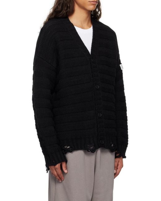 MM6 by Maison Margiela Black Distressed Knitted Cardigan for men