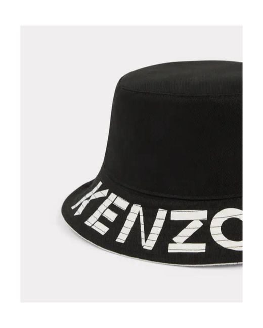 KENZO Black Logo Patch Reversible Bucket Hat for men