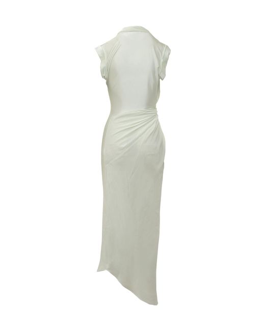 Victoria Beckham Green Asymmetric Twist Dress