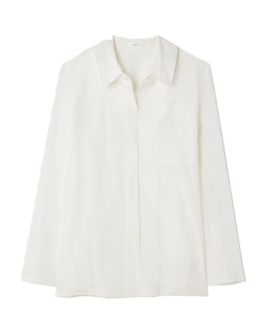 The Row White Somik Long-Sleeved Shirt