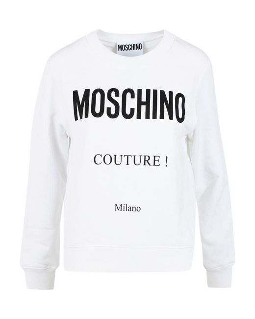 Moschino White Logo Round-Necked Sweater