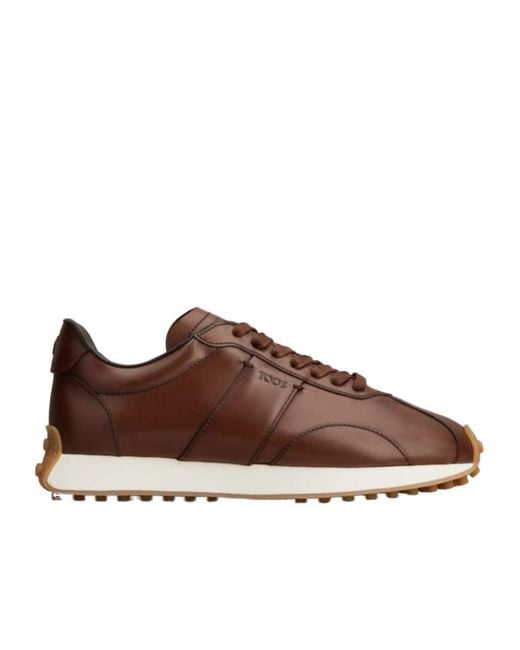 Tod's Brown Leather Lace-Up Sneakers for men
