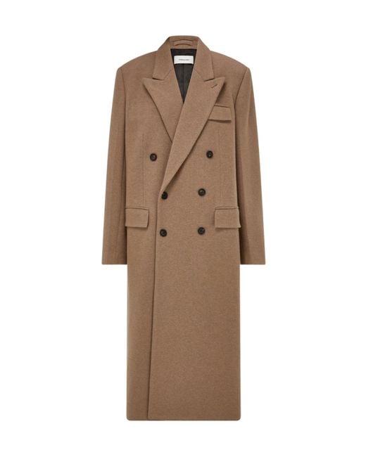 Ferragamo Natural Ferragamo Double Breasted Long Coat for men