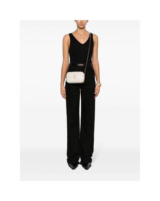 Saint Laurent Natural Lou Logo Plaque Mini Shoulder Bag