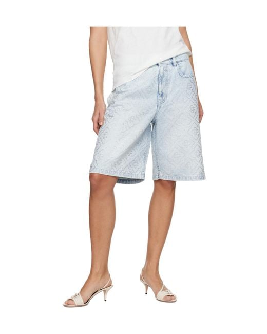 Casablanca Blue Embellished Denim Shorts