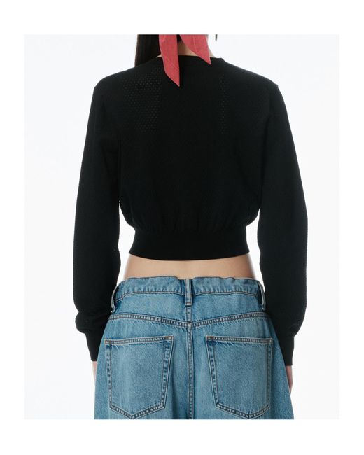 T By Alexander Wang Black Cropped Athletic Mesh Cardigan