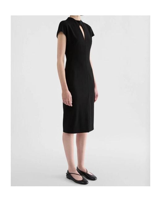 Jil Sander Black Keyhole Neck Midi Dress