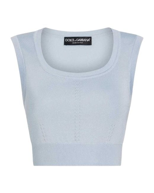 Dolce & Gabbana Blue Silk-Blend Top