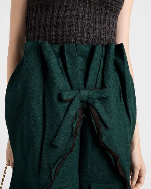 Prada Green Shetland Wool Midi Skirt