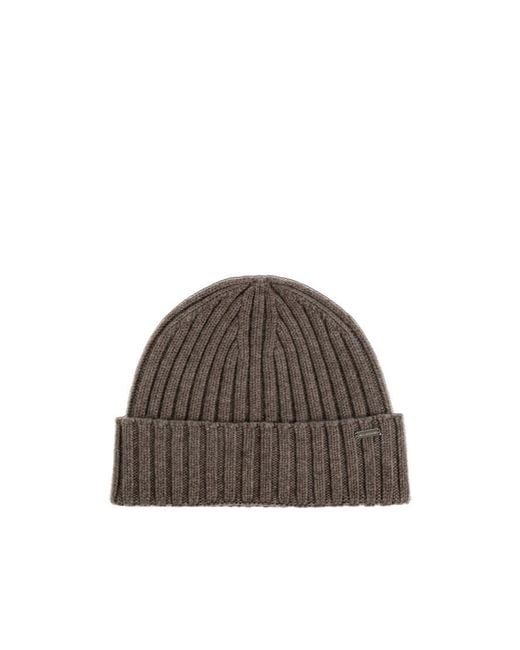 Paul & Shark Brown Ribbed Beanie Hat