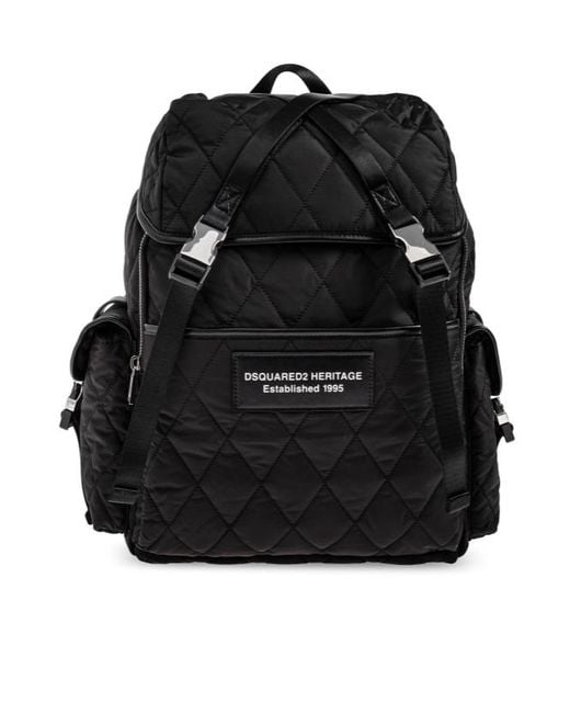DSquared² Black Quilted Backpack for men