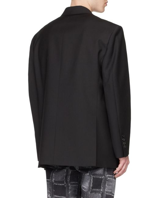 we11done Black Logo-Patch Long Sleeved Oversized Blazer for men