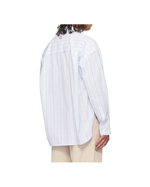 Wooyoungmi White Long-Sleeved Striped Shirt for men
