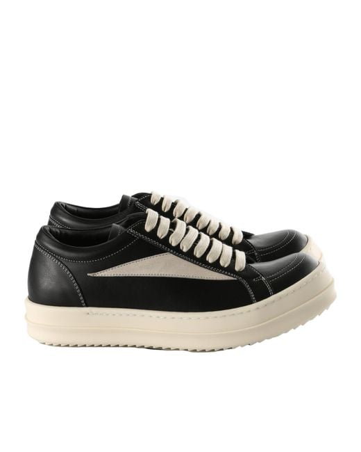 Rick Owens Black Leather Sneakers