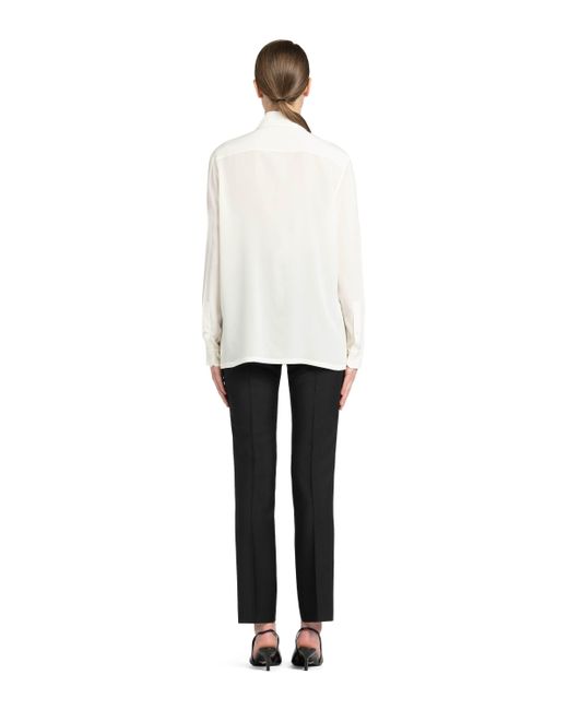 Prada White Bow-Detail Buttoned Blouse