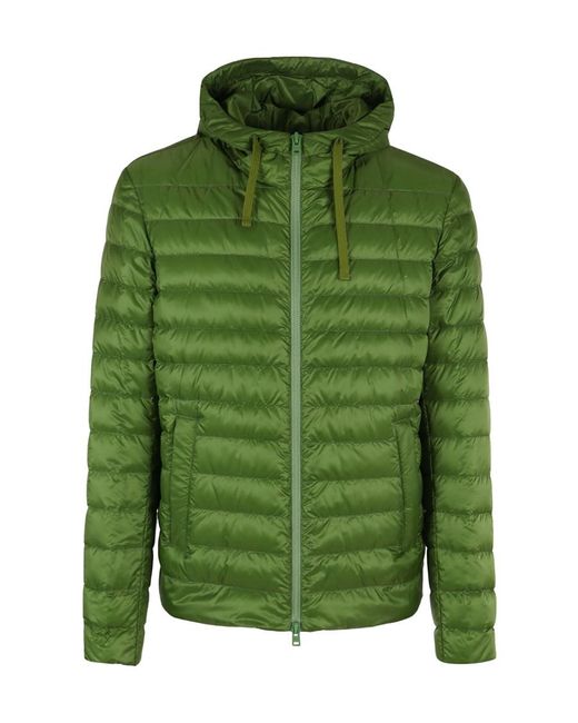 Herno Green Hooded Quilted Down Jacket for men