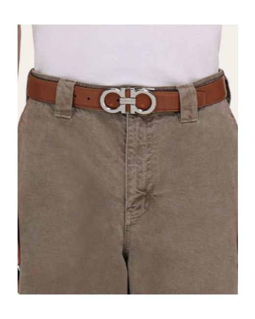 Ferragamo White Ferragamo Reversible Gancini Buckle Belt for men