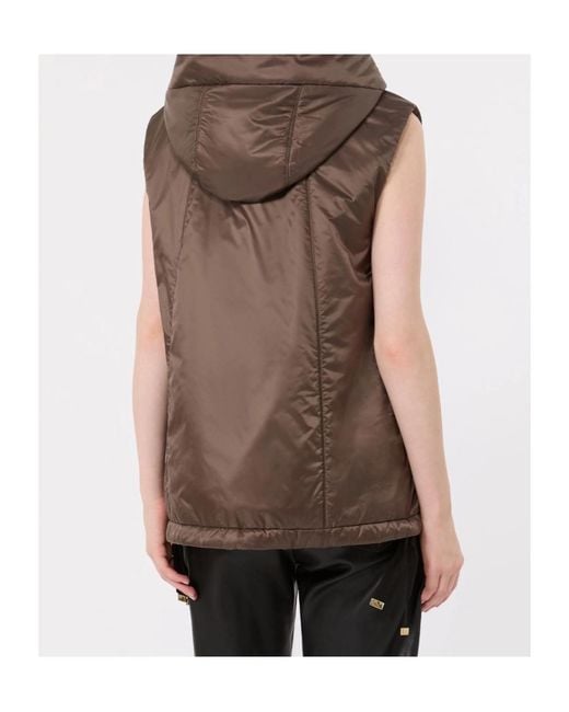 Max Mara Brown The Cube Greengo Sleeveless Hooded Jacket